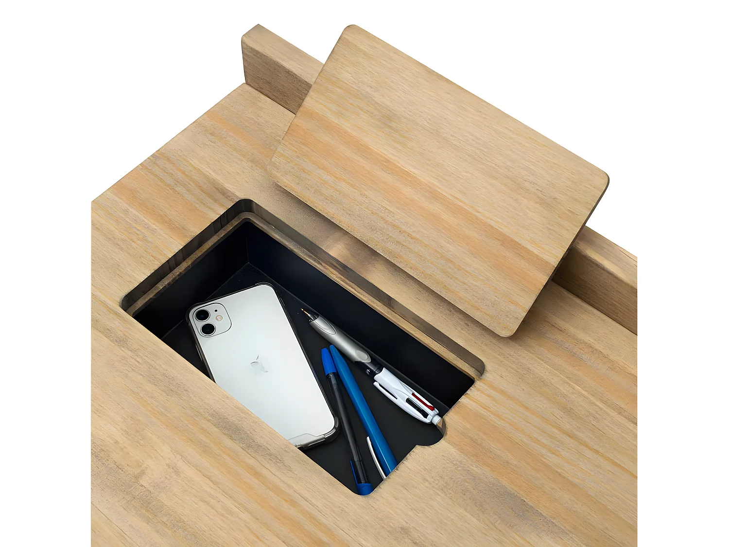 Mesa de escritório / secretaria  Eco-Line com bandeja inferior oculta. 60X118x75cm. Estrutura em tubo de aço preto. BOX FURNITURE.