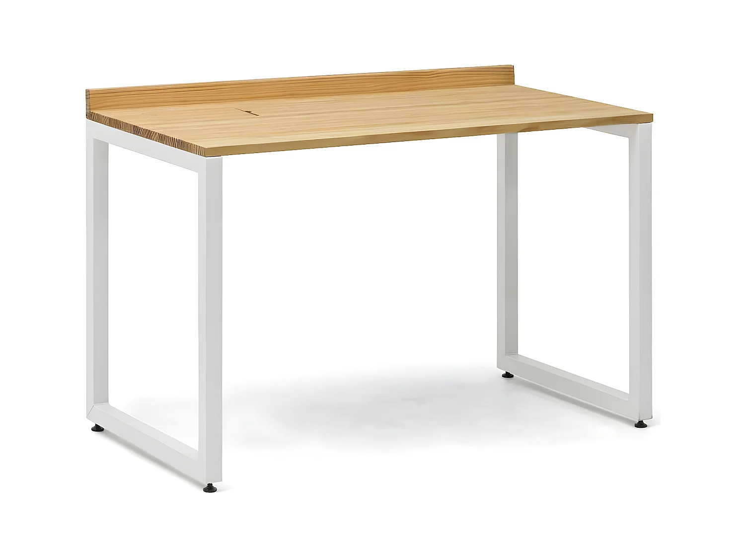 Mesa escritorio Eco-Line con bandeja inferior oculta de acero blanco 118x60x75cm, tablero en madera maciza de pino estilo nórdico industrial Box Furniture.