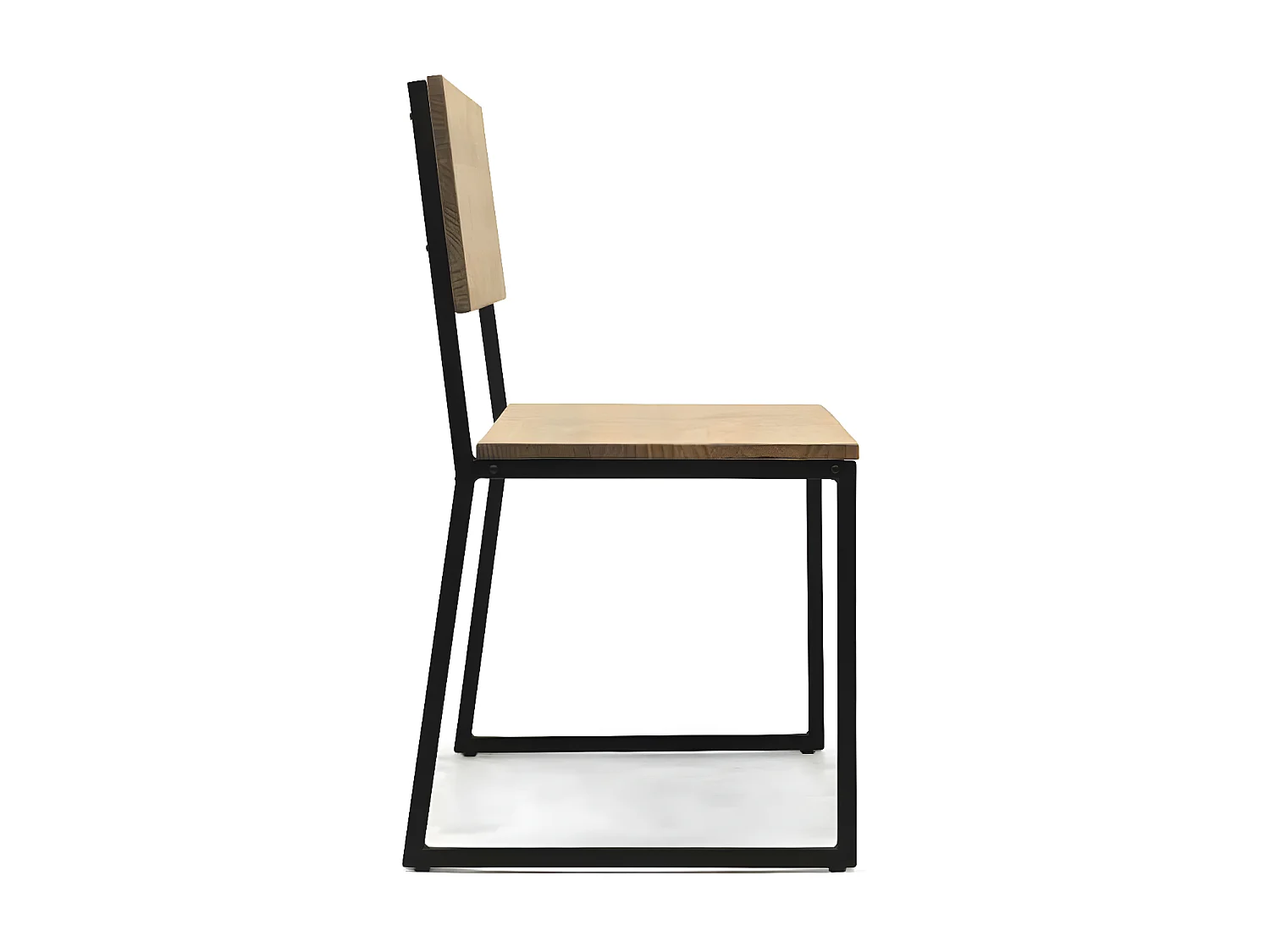 Banco Oxford ECO em estilo industrial com encosto em madeira maciça de pinho com acabamento envelhecido. Metal cor preto. 124x44x86 BOX FURNITURE