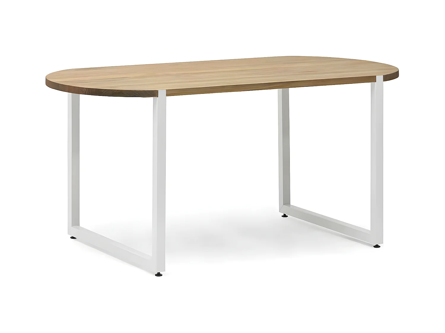 Mesa Uley Ovalada 160x80x75cm Blanca en madera maciza de pino acabado envejecido estilo industrial Box Furniture