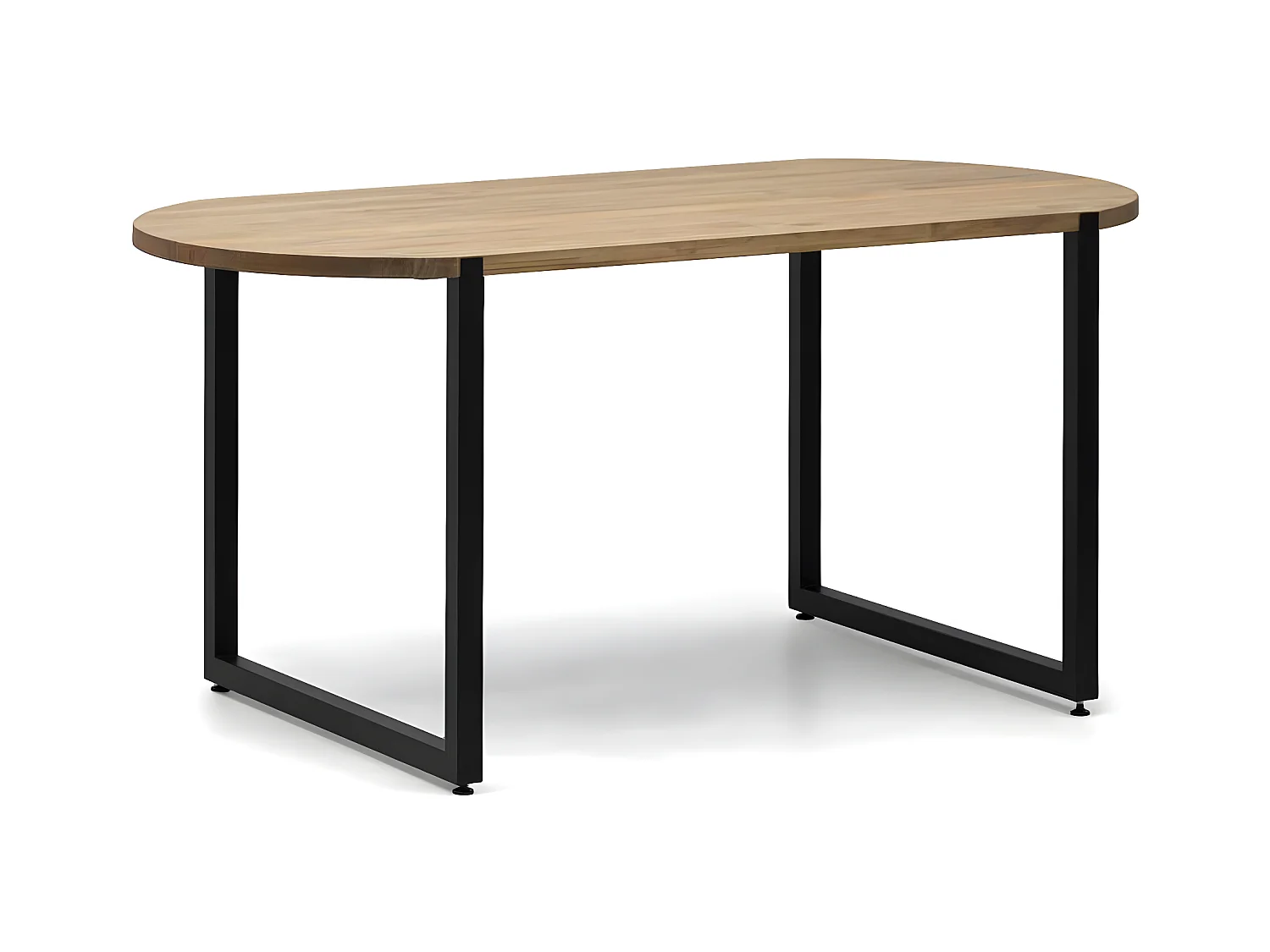 Mesa oval Uley en estilo industrial vintage.  160X80x75cm. Estrutura em aço preto. Tampo de madeira maciça de pinho de 30mm.
