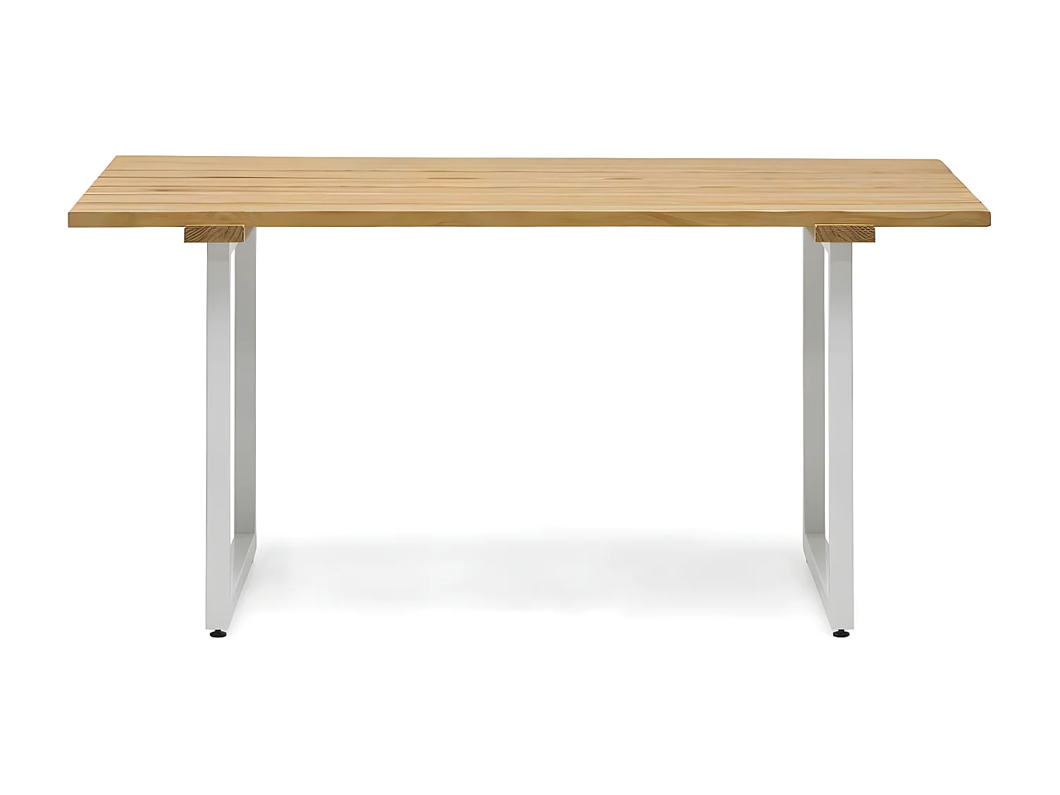 Table à baguettes Exeter Eco-Line, style scandinave. 160X78x75cm. Métal blanc, bois finition naturel. Structure en acier blanc. BOX FURNITURE.