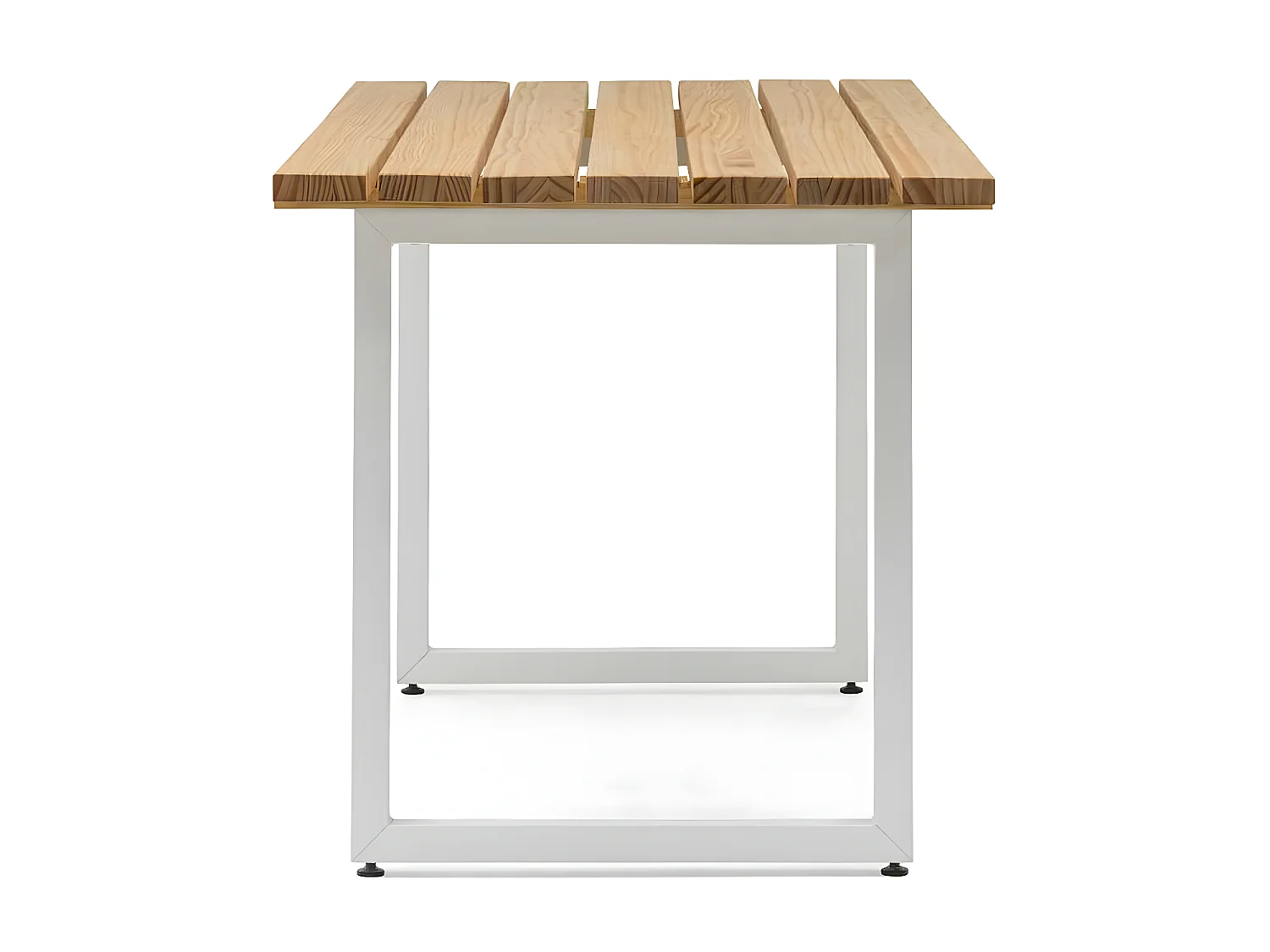 Table à baguettes Exeter Eco-Line, style scandinave. 160X78x75cm. Métal blanc, bois finition naturel. Structure en acier blanc. BOX FURNITURE.