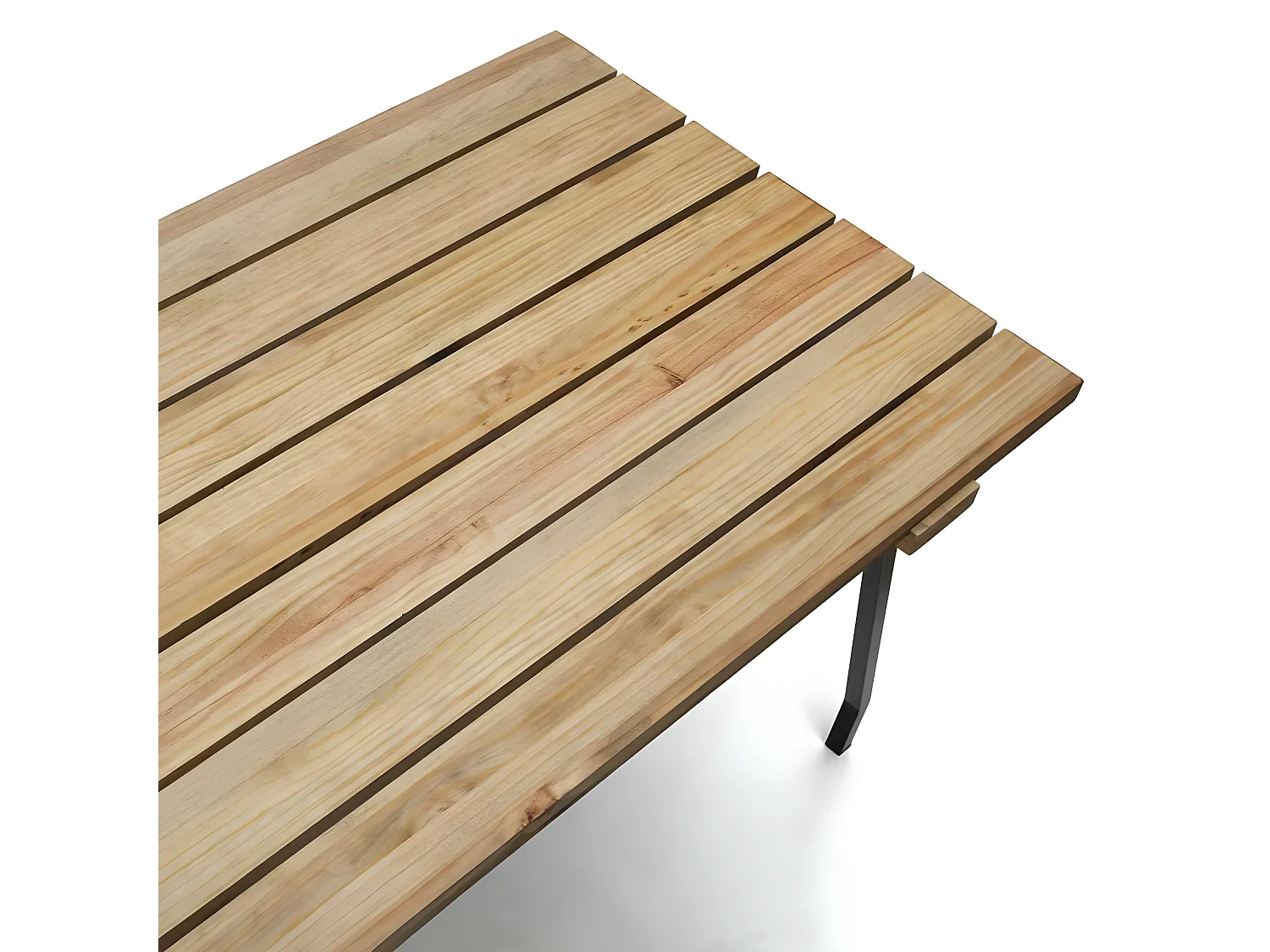 Table à baguettes Exeter Eco-Line, style industriel vintage. 160X80x75cm. Métal noir, bois finition vieillie. Structure tréteaux en acier noir. BOX FURNITURE.