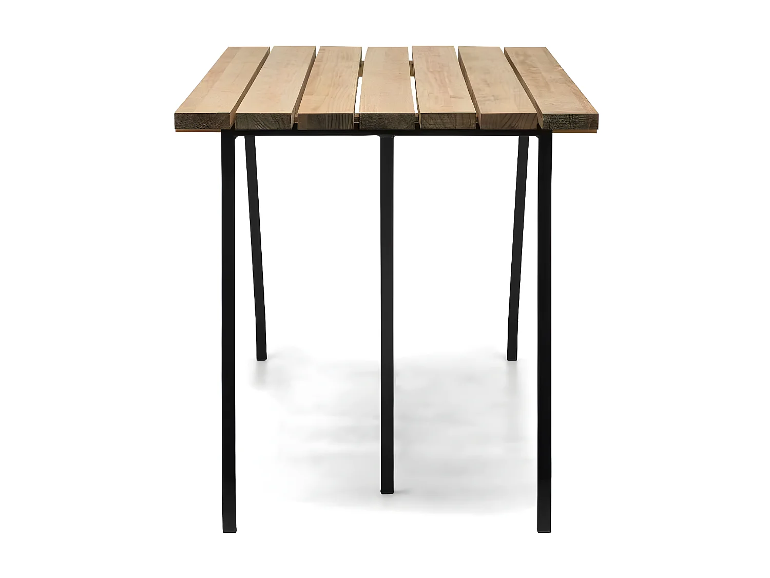 Table à baguettes Exeter Eco-Line, style industriel vintage. 160X80x75cm. Métal noir, bois finition vieillie. Structure tréteaux en acier noir. BOX FURNITURE.