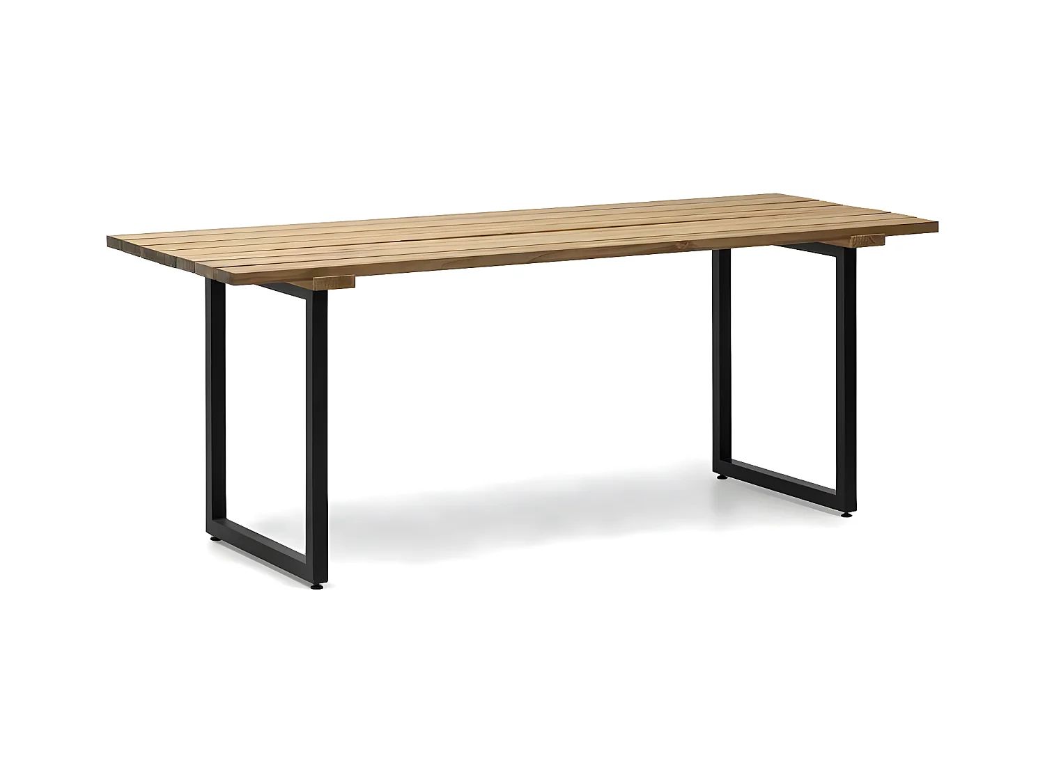 Mesa Listones Exeter Eco-Line Negra 160x78x75cm en madera maciza acabado envejecido de gran espesor Box Furniture