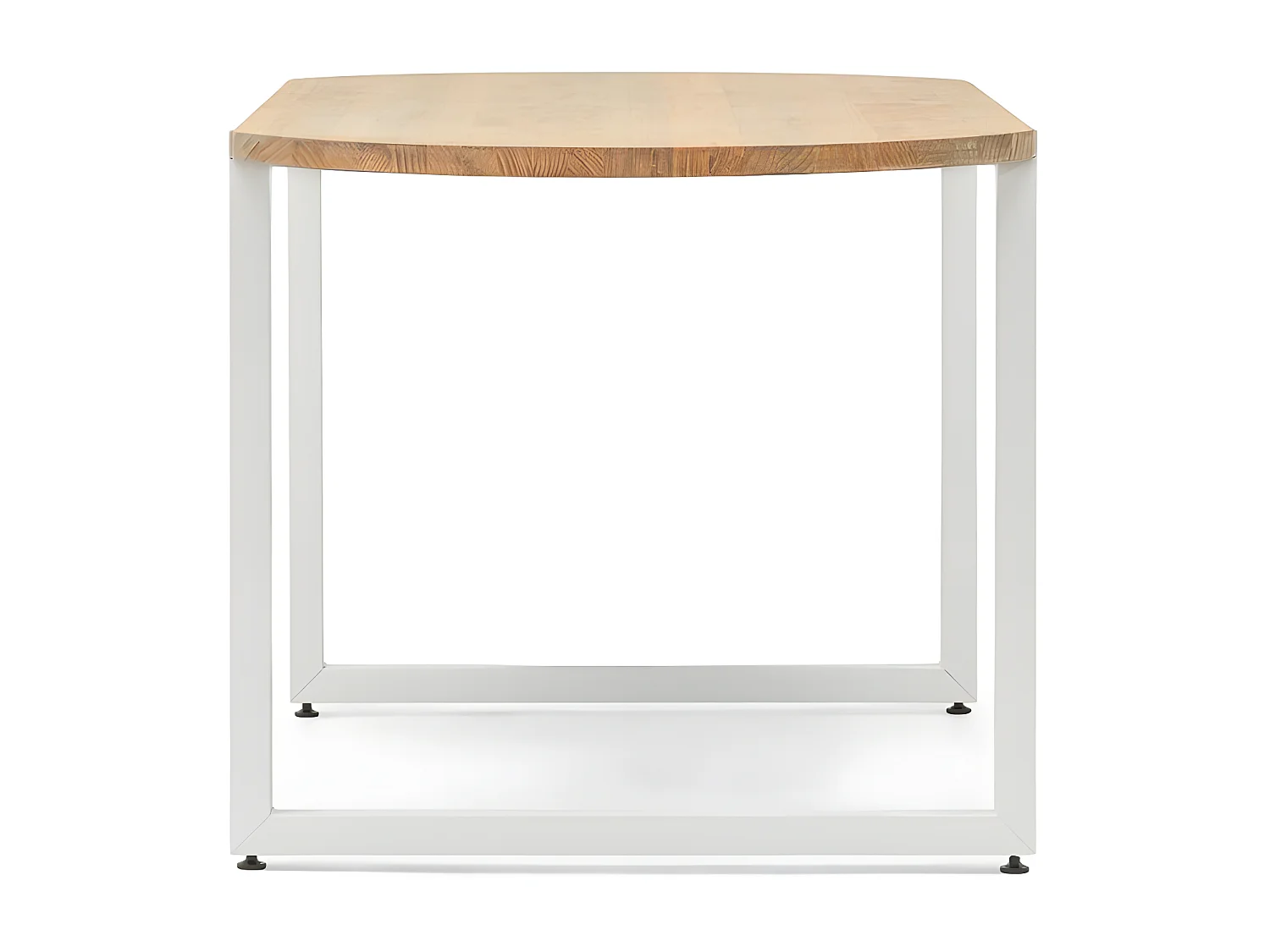 Table oval ULEY  pour  salle à manger en style scandinave. Longueur 160cm x Profondeur 80cm x hauteur de 75cm. Métal blanc, bois finition naturelle.