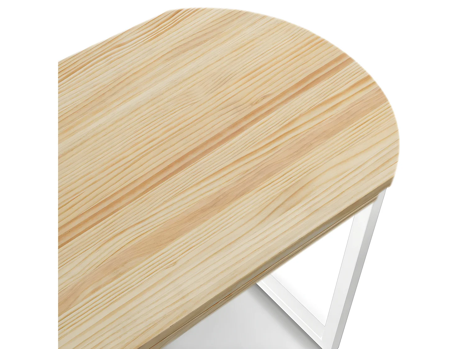 Table oval ULEY  pour  salle à manger en style scandinave. Longueur 160cm x Profondeur 80cm x hauteur de 75cm. Métal blanc, bois finition naturelle.