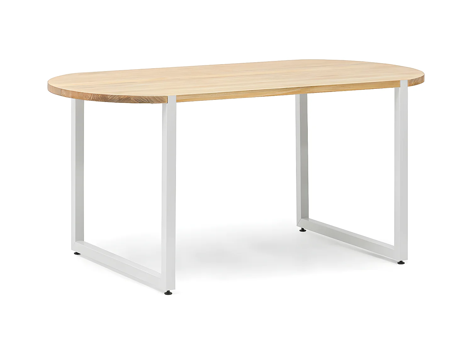 Mesa Uley Ovalada 160x80x75cm Blanca en madera maciza de pino acabado natural estilo nórdico industrial Box Furniture