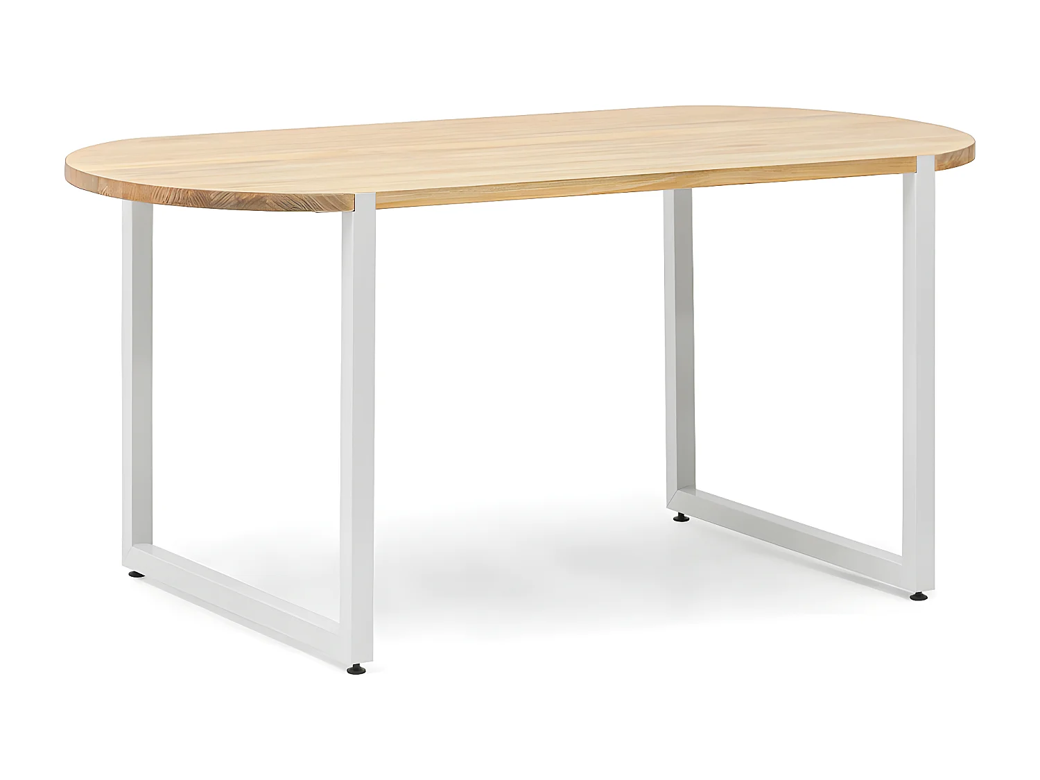 Mesa Uley Ovalada 160x80x75cm Blanca en madera maciza de pino acabado natural estilo nórdico industrial Box Furniture