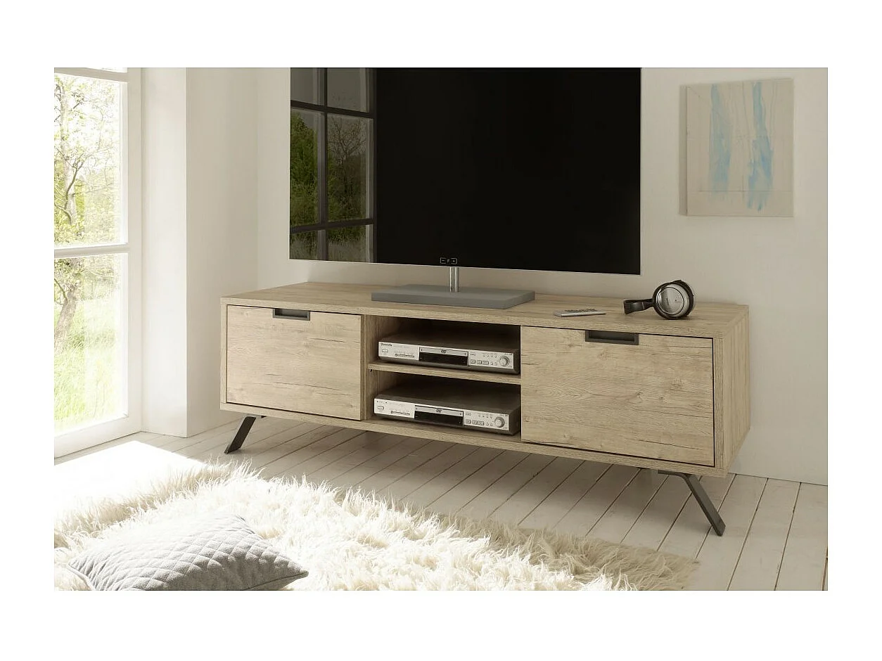 TV-meubel SHOW 156 cm - 2 deuren - Licht eiken - Modern en functioneel design