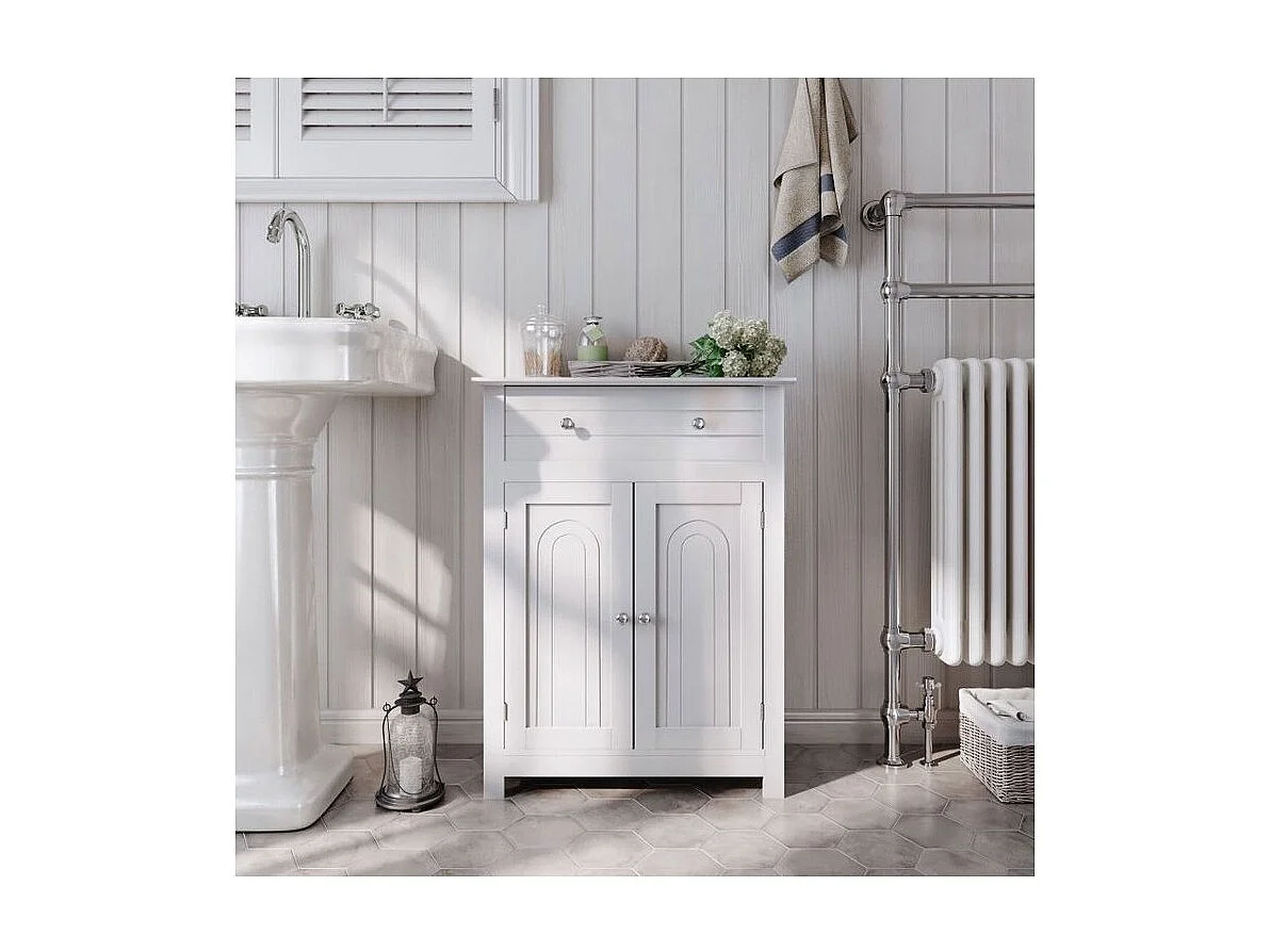 Placard de salle de bain CLEAN – 1 tiroir, 2 portes – Coloris blanc – Design fonctionnel