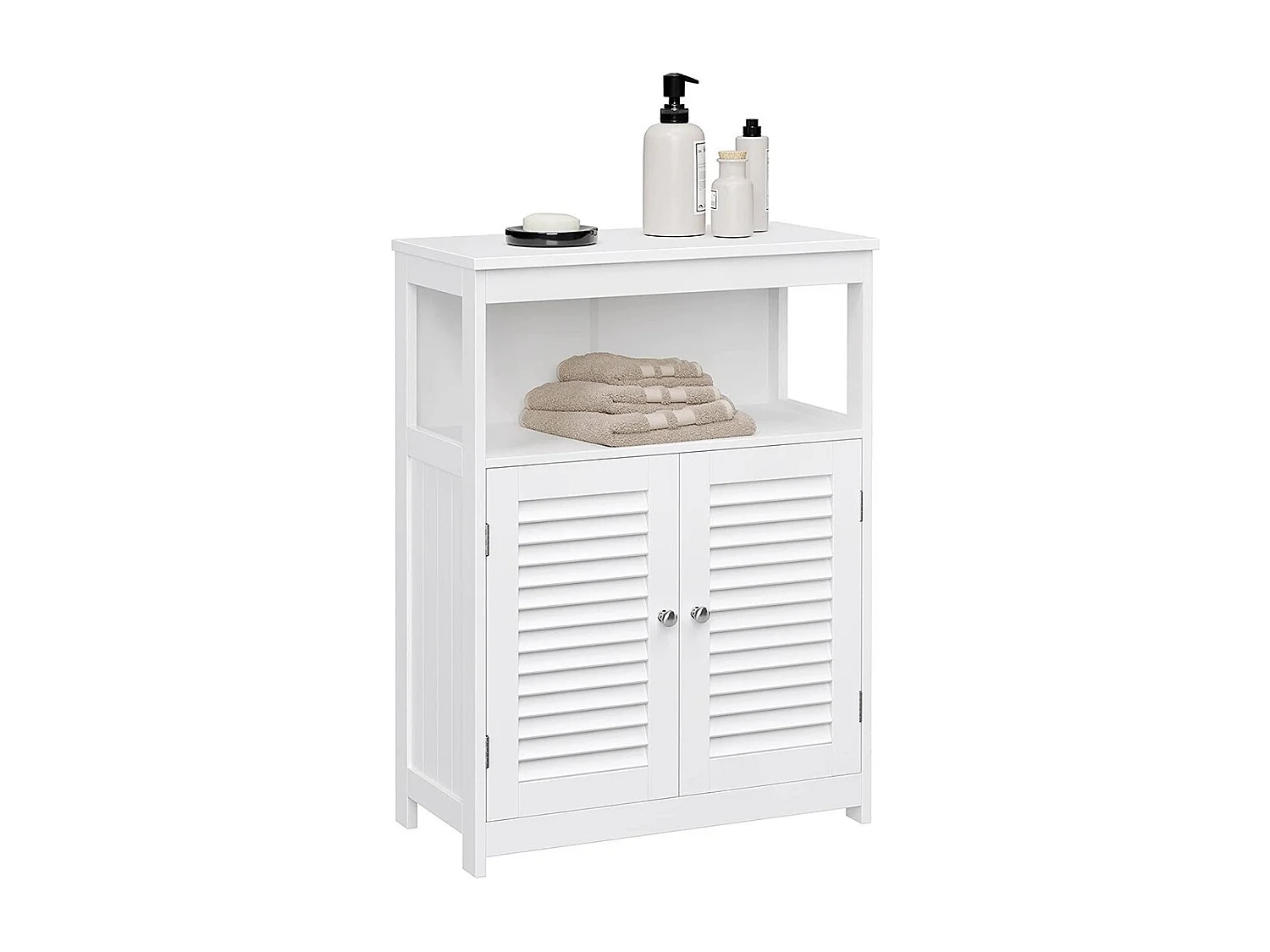 Placard deux portes style persienne et une niche pour salle de bain coloris blanc collection CLEAN
