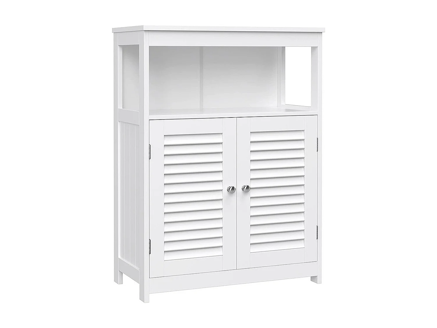 Placard deux portes style persienne et une niche pour salle de bain coloris blanc collection CLEAN