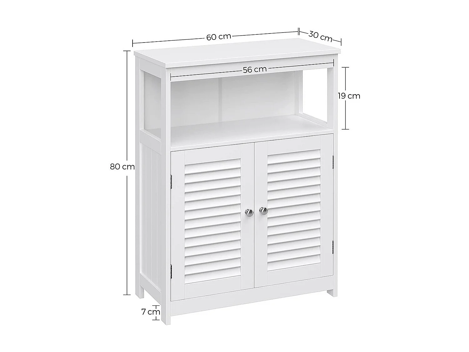 Placard deux portes style persienne et une niche pour salle de bain coloris blanc collection CLEAN