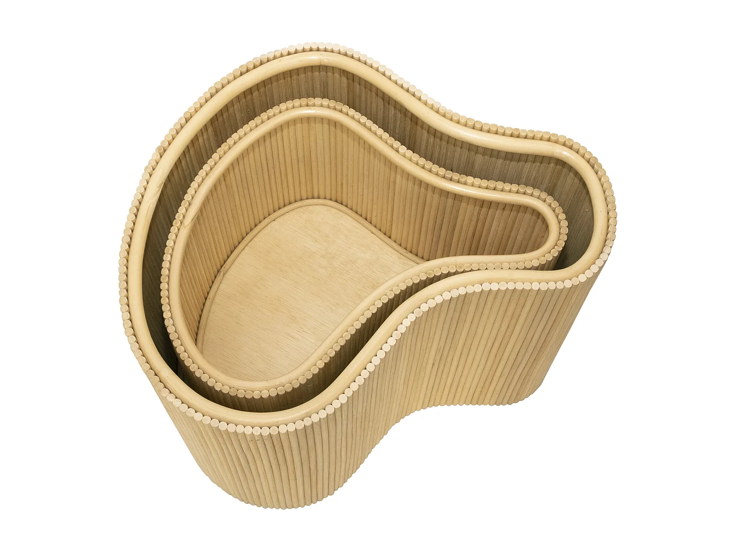 Lot de 2 tables d'appoint organiques avec rangement - Rotin - L. 52 x P. 40 x H. 45 cm et L. 43.5 x P. 30 x H. 33,5 cm - Naturel clair  - MARSA