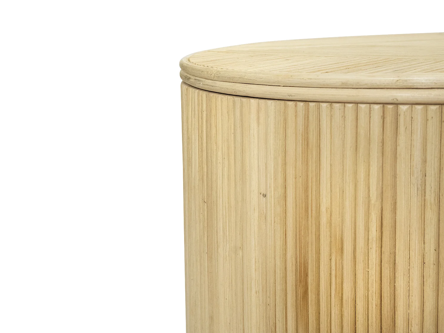 Tavolino supplementare tondo vani D.50xH.46cm e D.39,5xH.36cm Giunco Naturale chiaro - Lotto di 2 - GABES