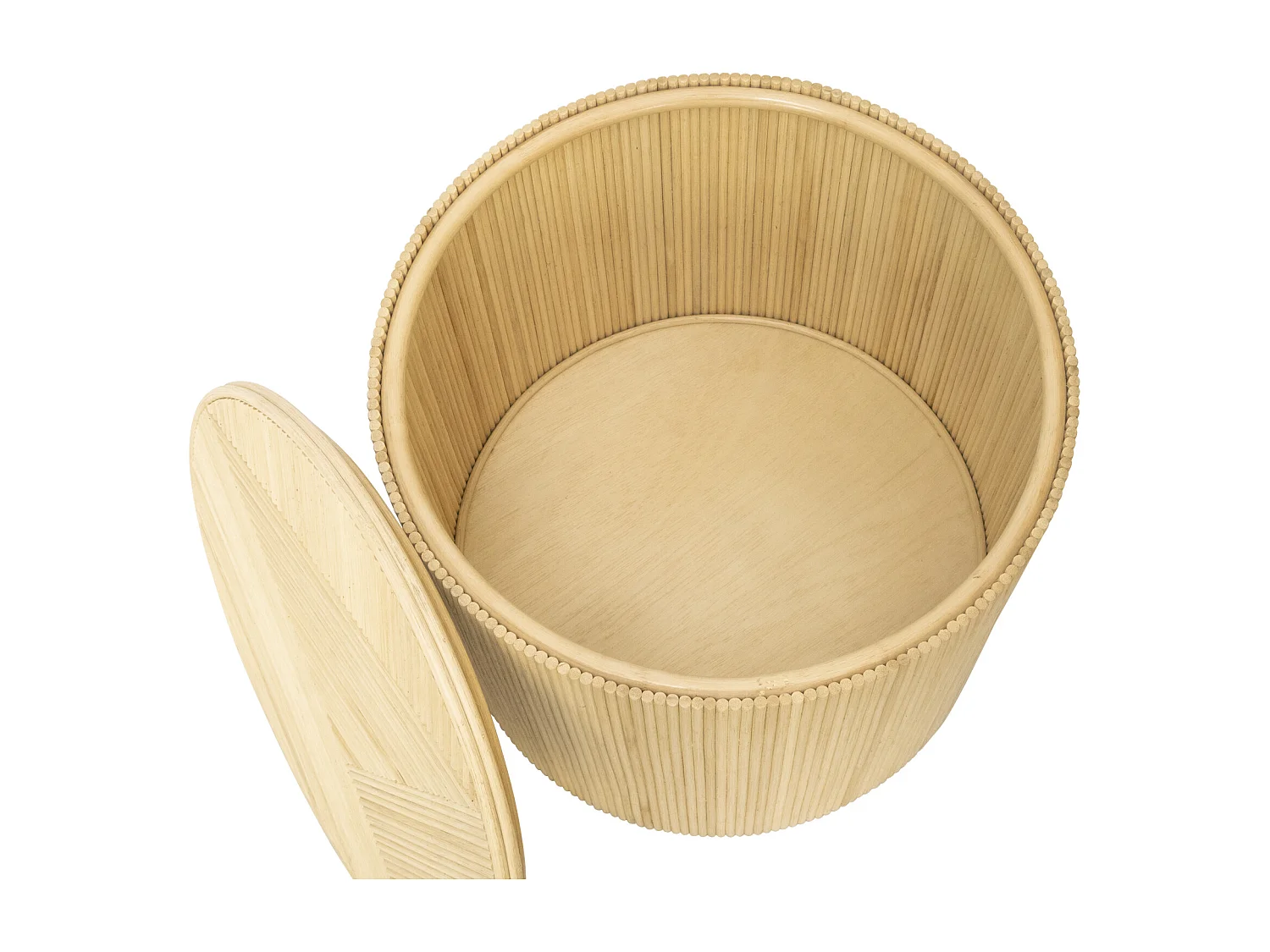 Tavolino supplementare tondo vani D.50xH.46cm e D.39,5xH.36cm Giunco Naturale chiaro - Lotto di 2 - GABES