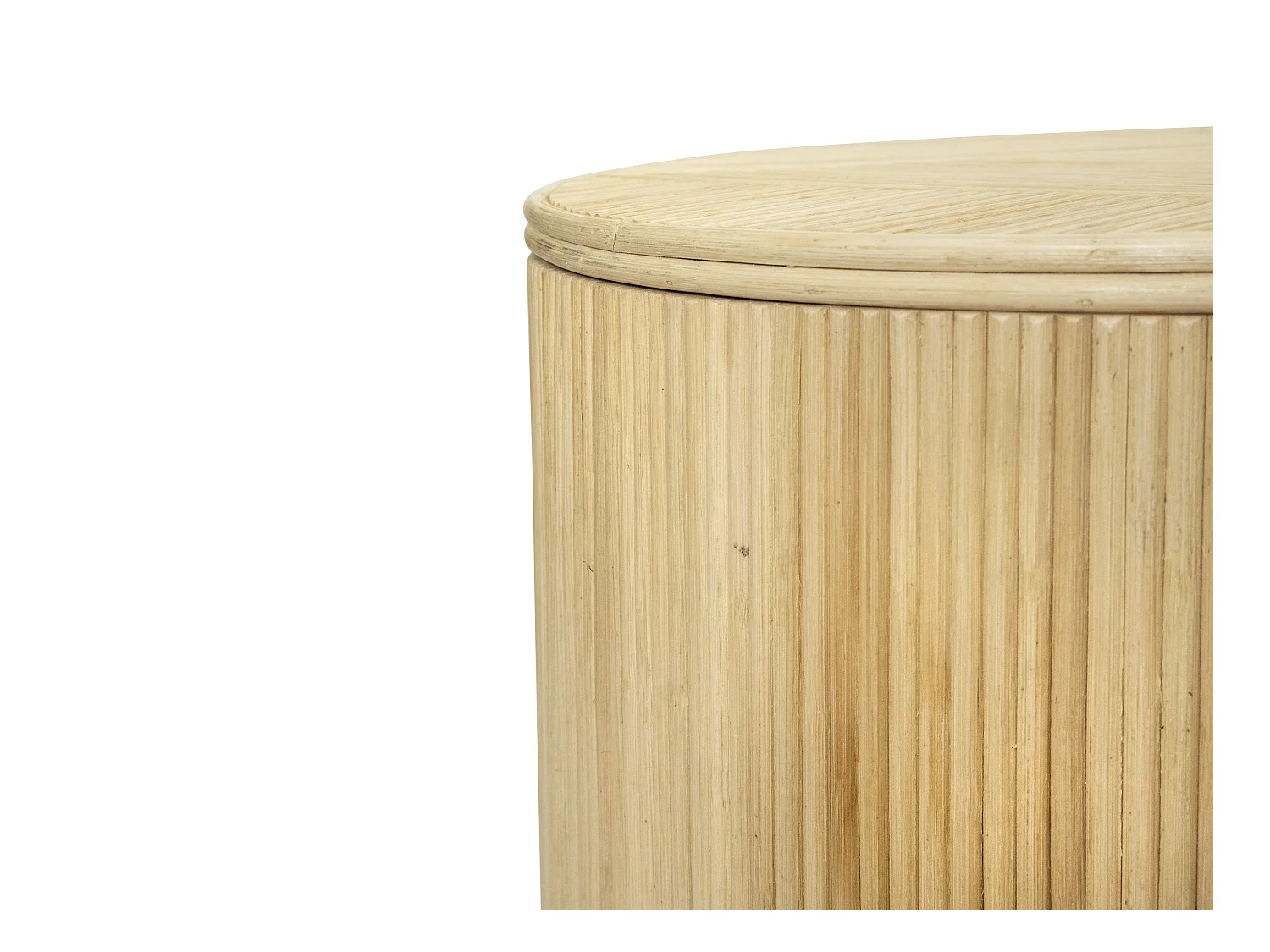 Set de 2 mesas auxiliares redondas con compartimento de almacenamiento - Ratán - D. 50 x Alt. 46 cm y D. 39.5 x Alt. 36 cm - Natural claro - GABES
