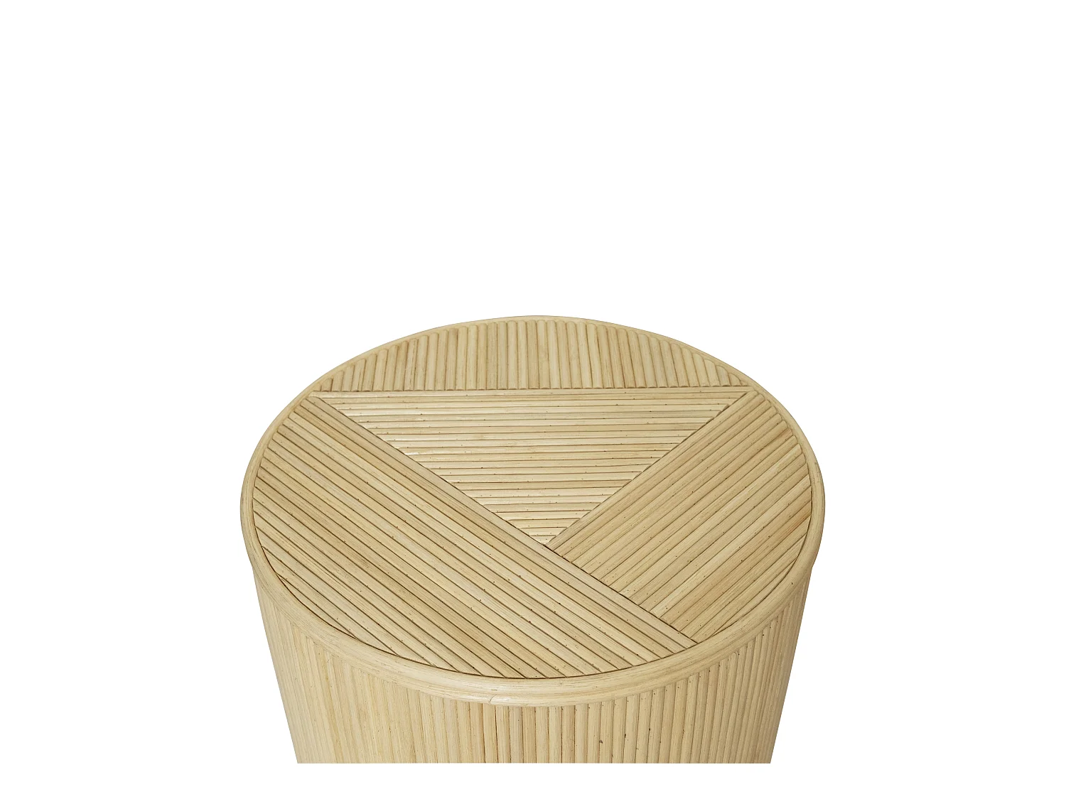 Set de 2 mesas auxiliares redondas con compartimento de almacenamiento - Ratán - D. 50 x Alt. 46 cm y D. 39.5 x Alt. 36 cm - Natural claro - GABES