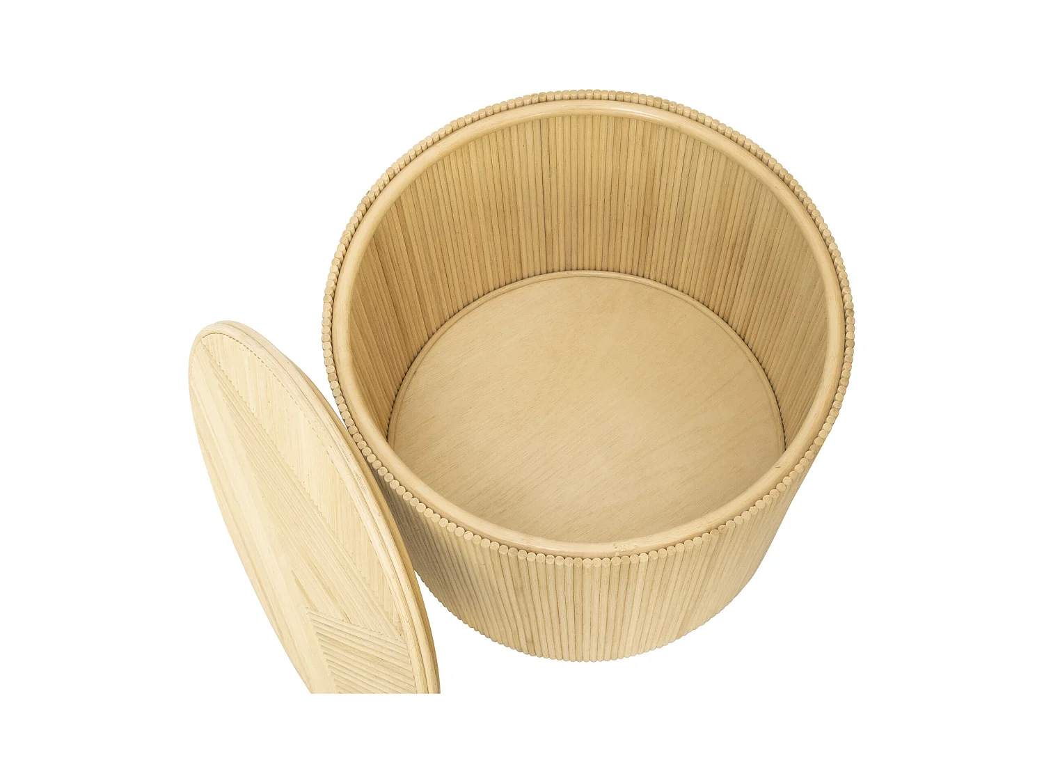 Set de 2 mesas auxiliares redondas con compartimento de almacenamiento - Ratán - D. 50 x Alt. 46 cm y D. 39.5 x Alt. 36 cm - Natural claro - GABES