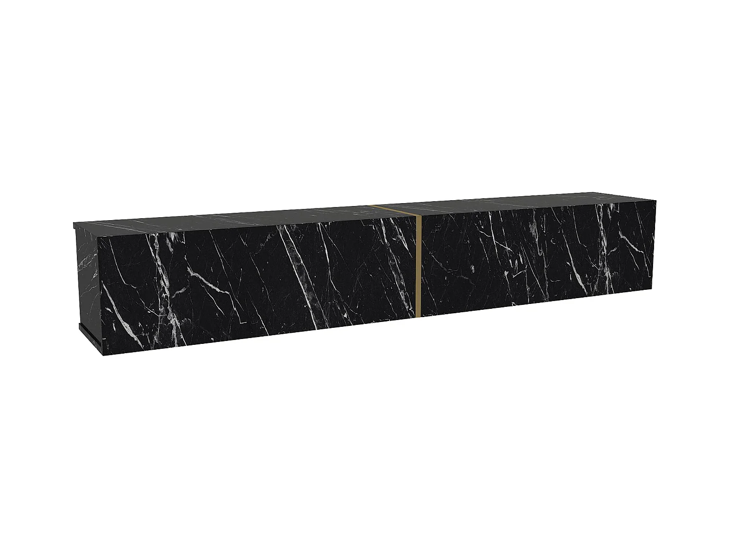 Mueble TV flotante con 2 puertas - Efecto mármol negro - DINOMA