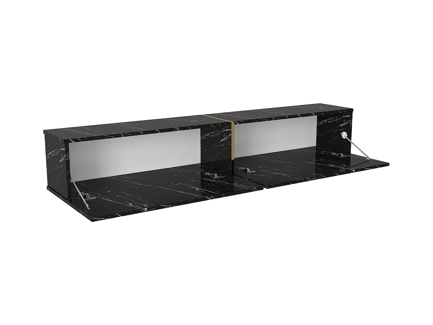 Mueble TV flotante con 2 puertas - Efecto mármol negro - DINOMA