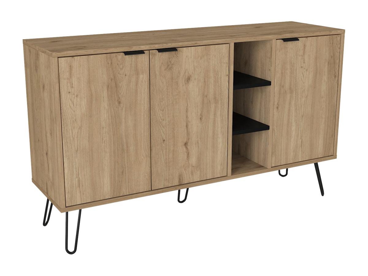 Sideboard mit 3 Türen & 3 Ablagefächern - Holzfarben & Schwarz - POMONA günstig online kaufen