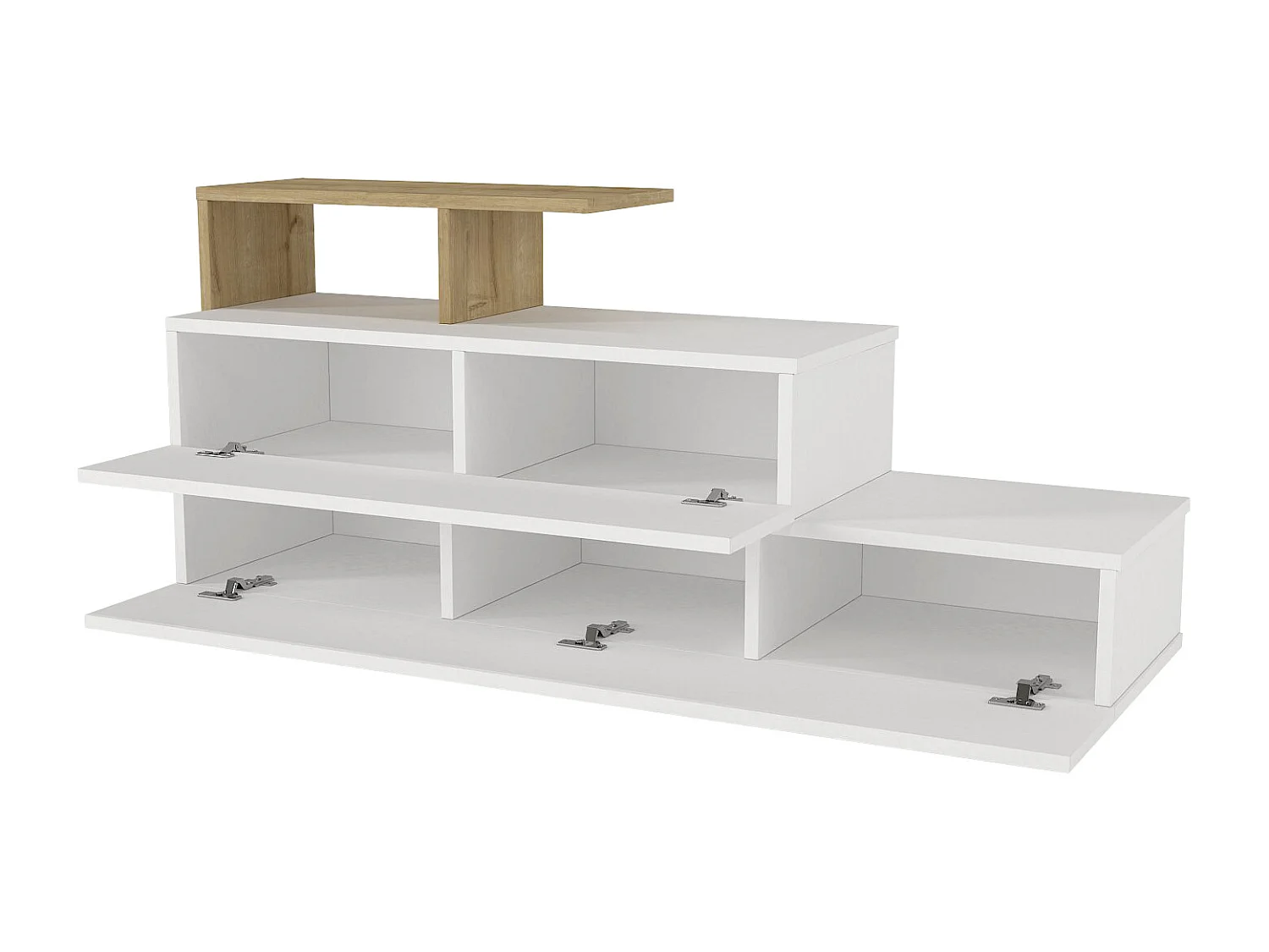 Schoenenkast met 2 deurtjes en 1 legplank - Wit en houtlook - DAVISTA