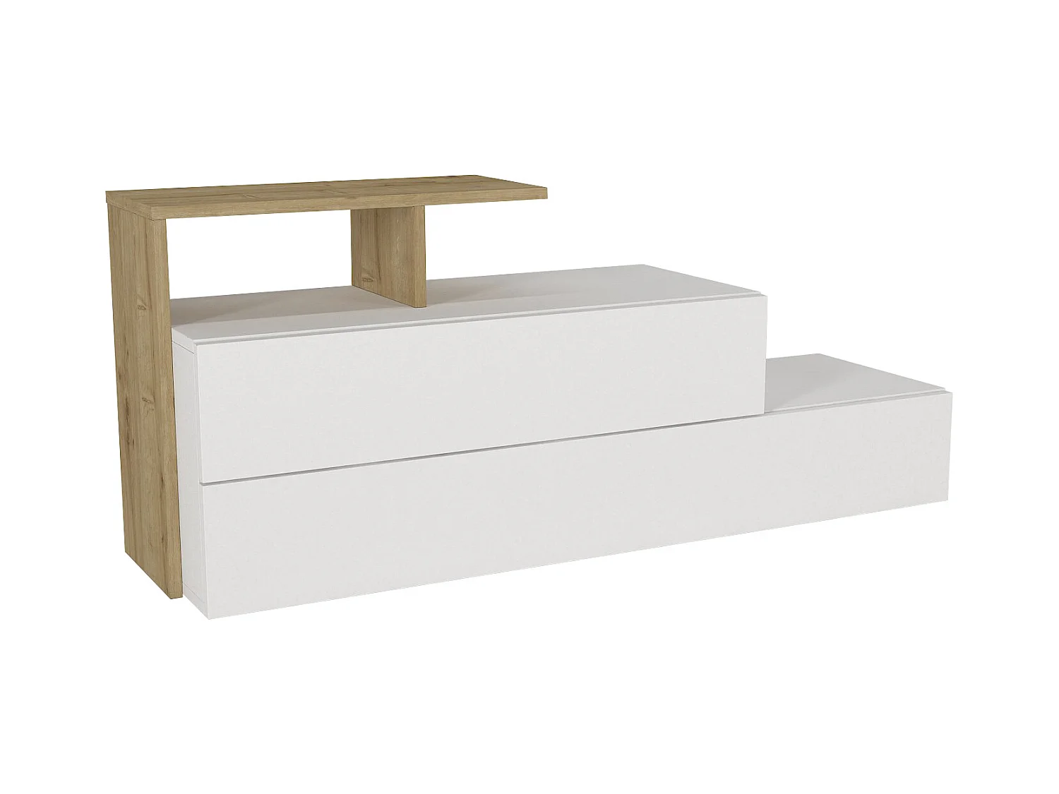 Mueble zapatero con 2 puertas y 1 estante - blanco y natural - DAVISTA