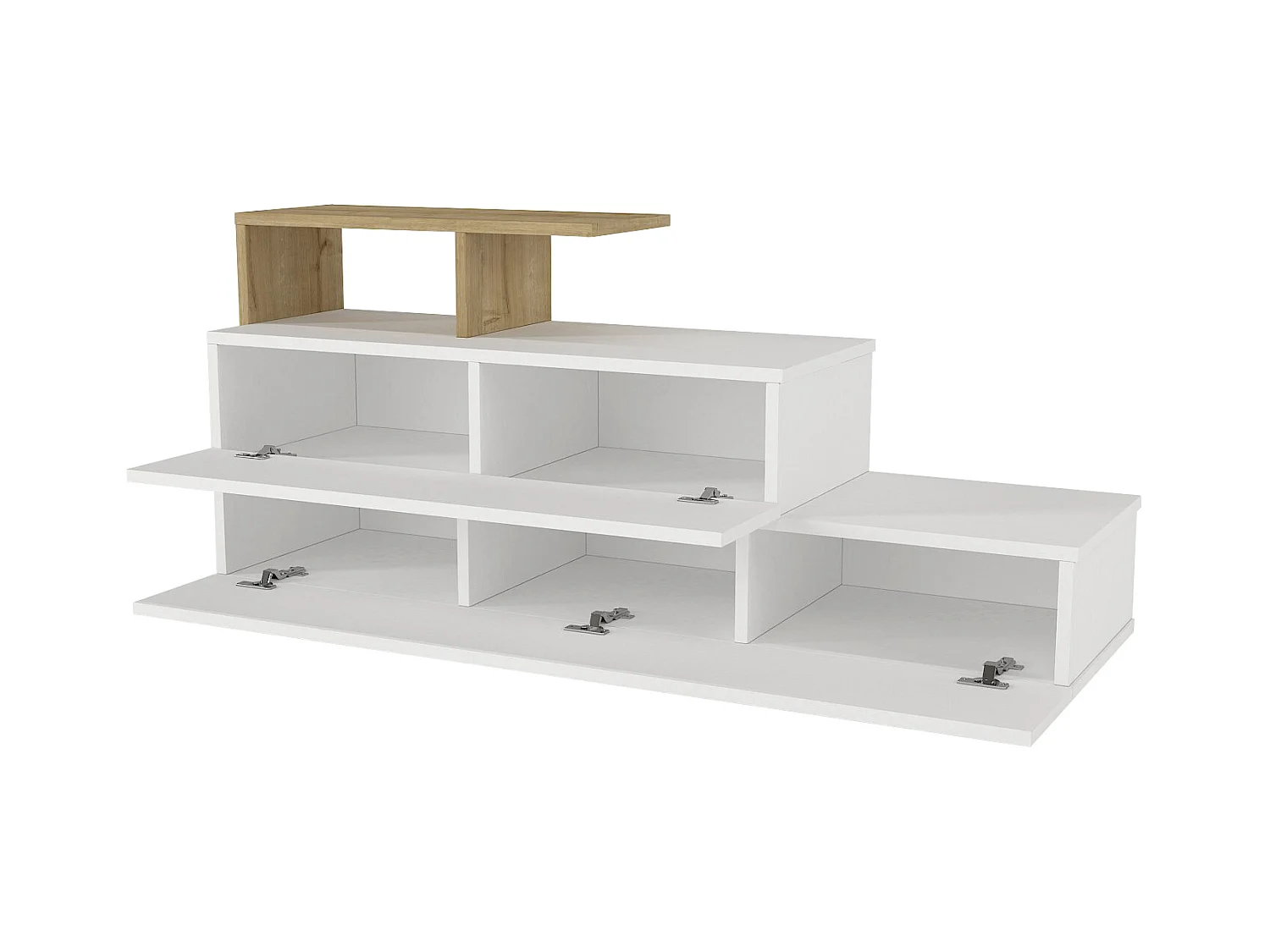 Mueble zapatero con 2 puertas y 1 estante - blanco y natural - DAVISTA