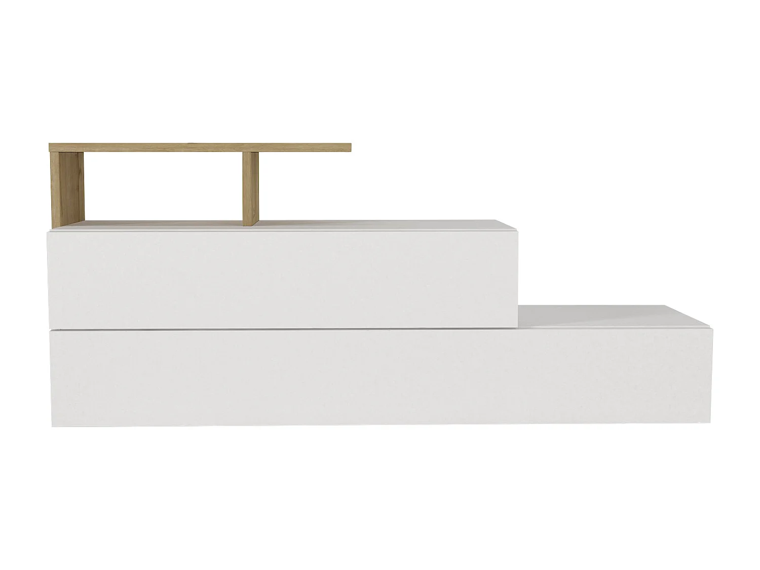 Meuble à chaussures avec 2 portes et 1 étagère - Blanc et Naturel - DAVISTA