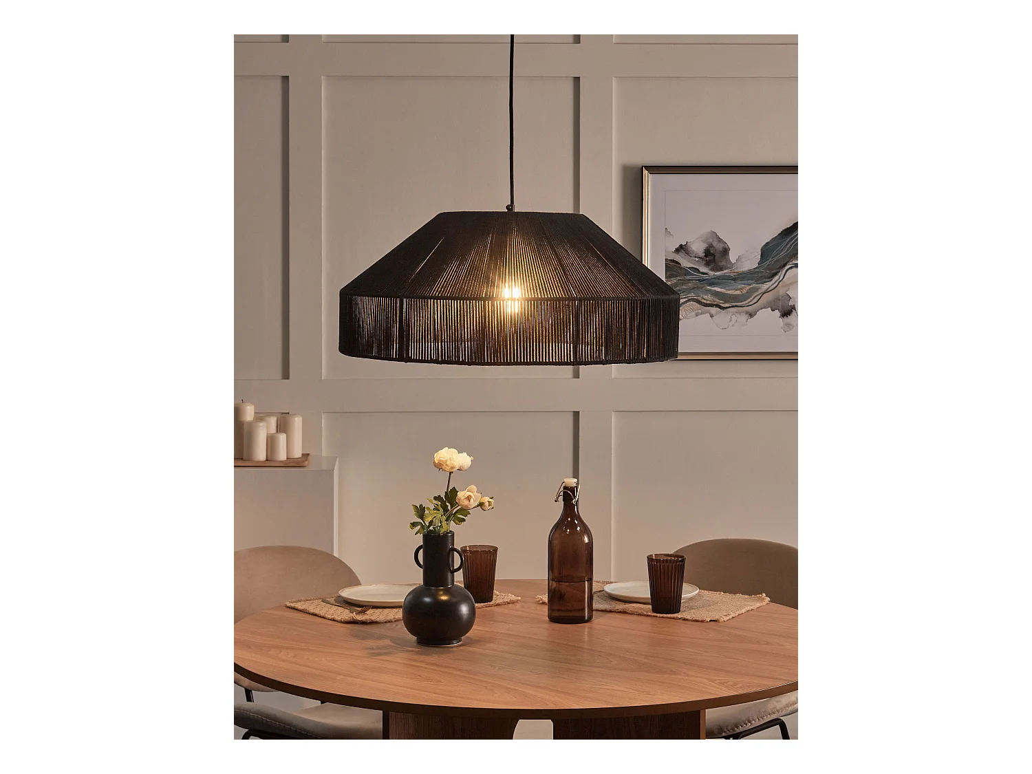 Lampe suspension IGUAMO Coton Noir
