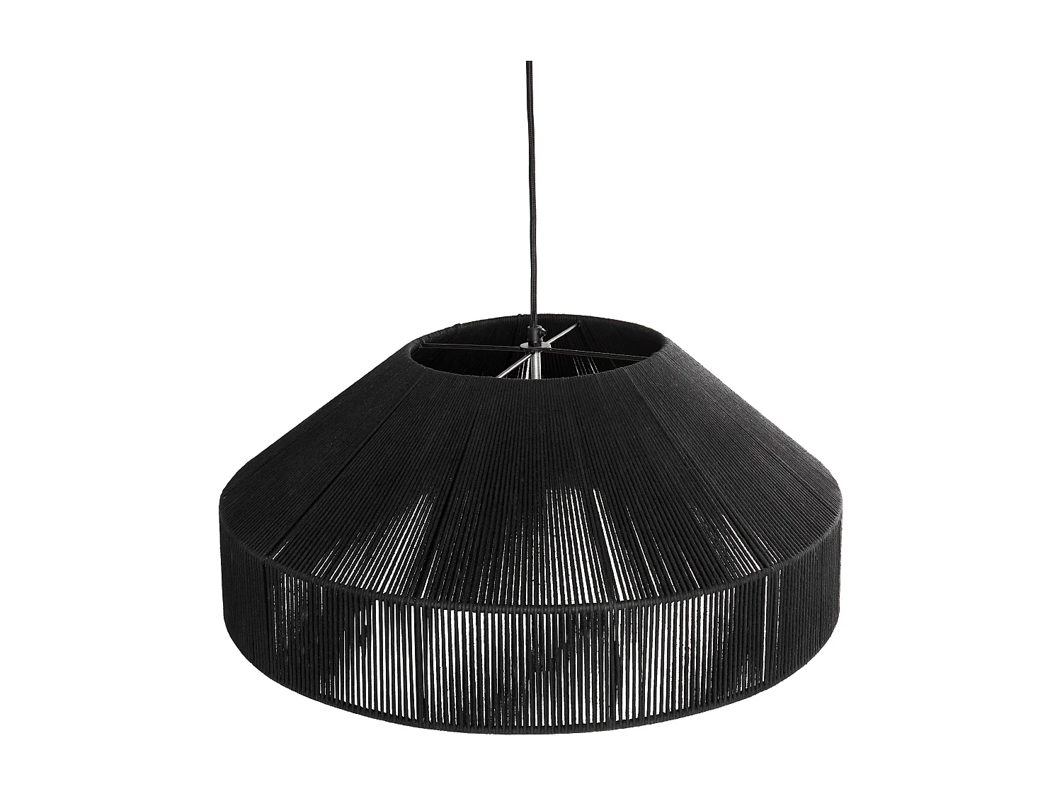 Hängeleuchte aus Baumwollseil Kuppelschirm Handgefertigt Natur Japandi Stil Schwarz Iguamo