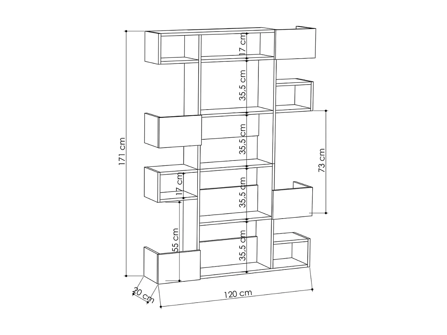 Moderne en Functionele Houten en Antraciet Boekenkast Elio