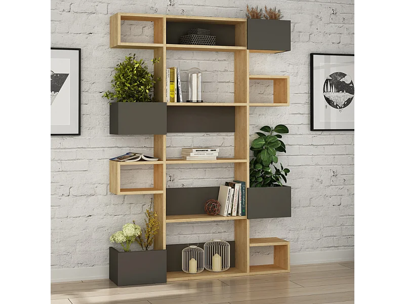Bibliothèque bois et anthracite ELIO