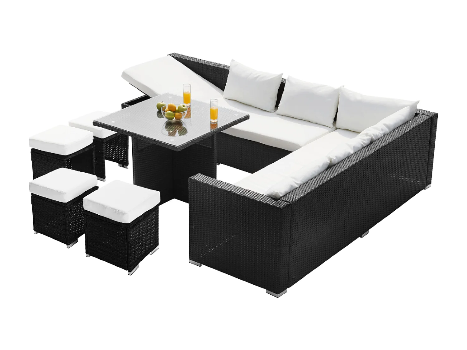 Loungeset van zwart gevlochten kunsthars SAMOA voor 10 personen - Comfortabel, gezellig en elegant