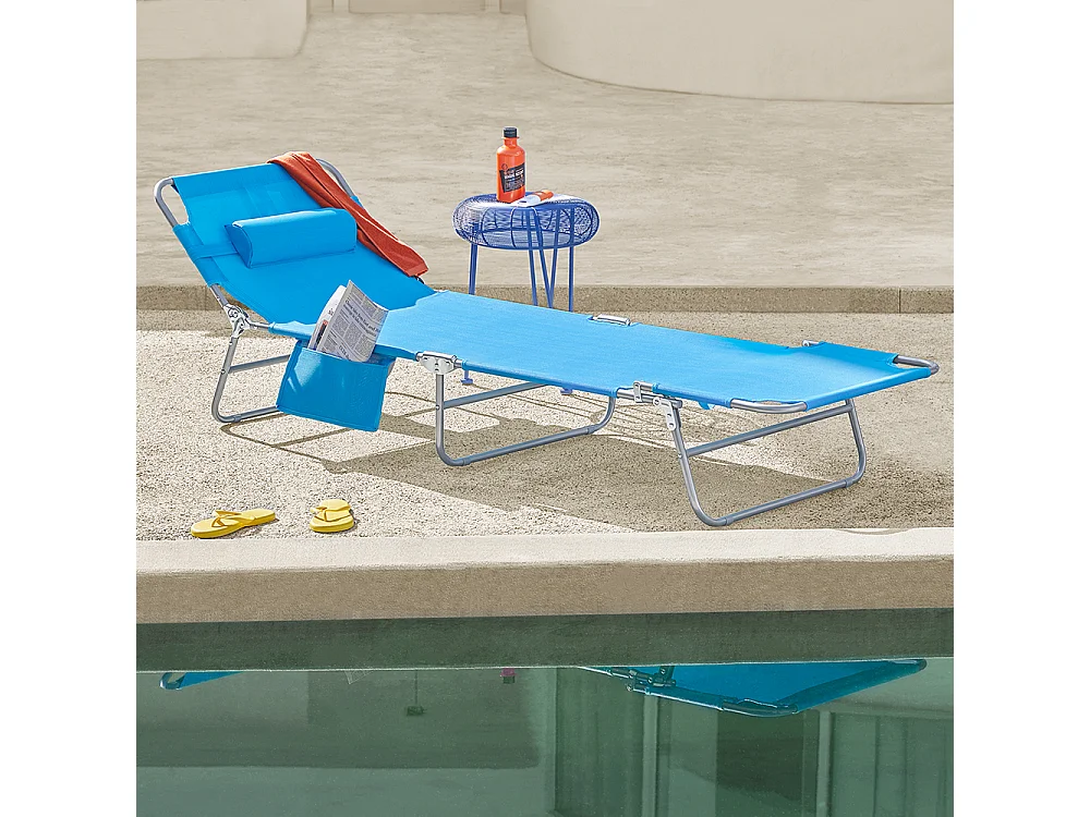 SoBuy 2 x Lettini pieghevoli Sdraio pieghevole Blu OGS35-BX2