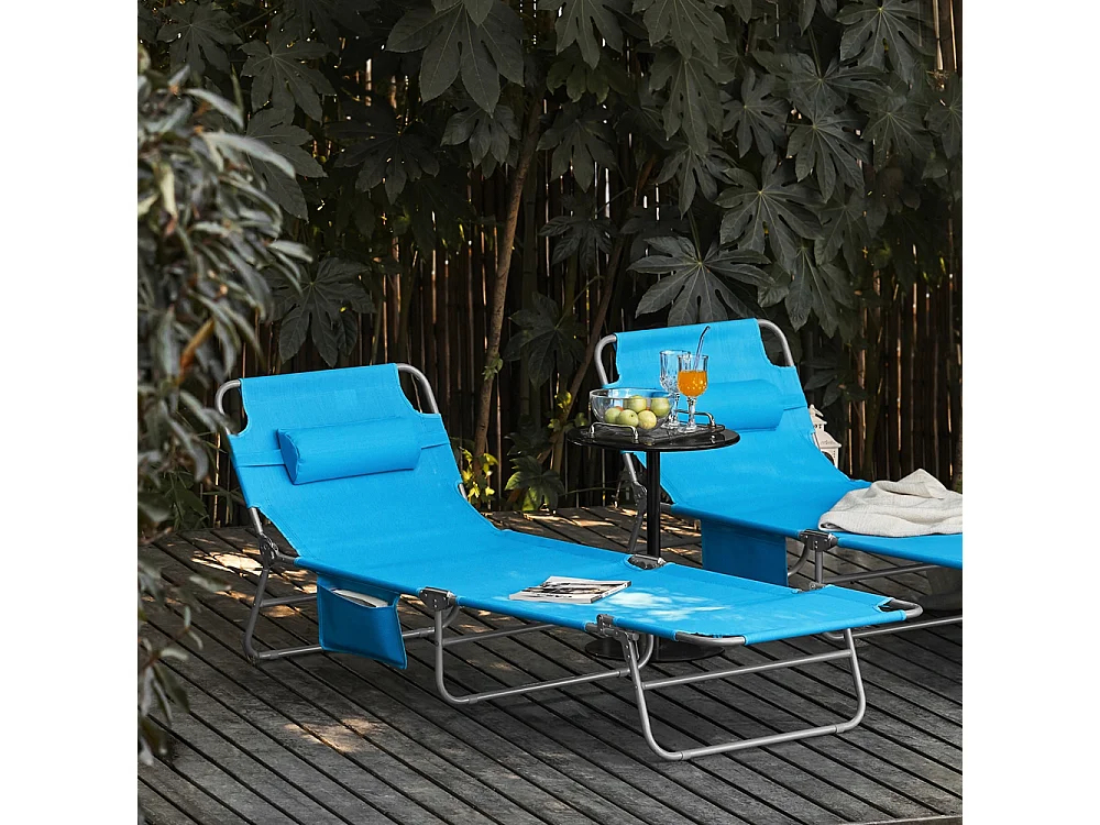 SoBuy 2 x Lettini pieghevoli Sdraio pieghevole Blu OGS35-BX2