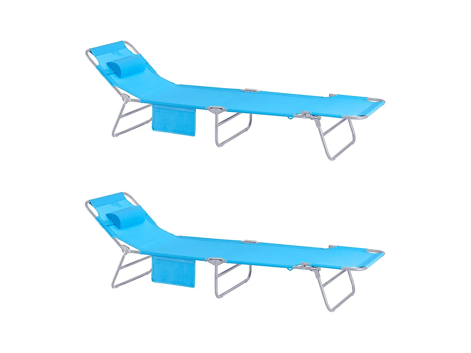 Sobuy ogs35-bx2 lot de 2 chaises longues bains de soleil transats de jardin pliables et réglables - bleu