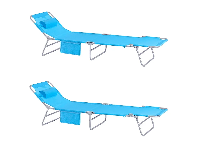 Sobuy ogs35-bx2 lot de 2 chaises longues bains de soleil transats de jardin pliables et réglables - bleu