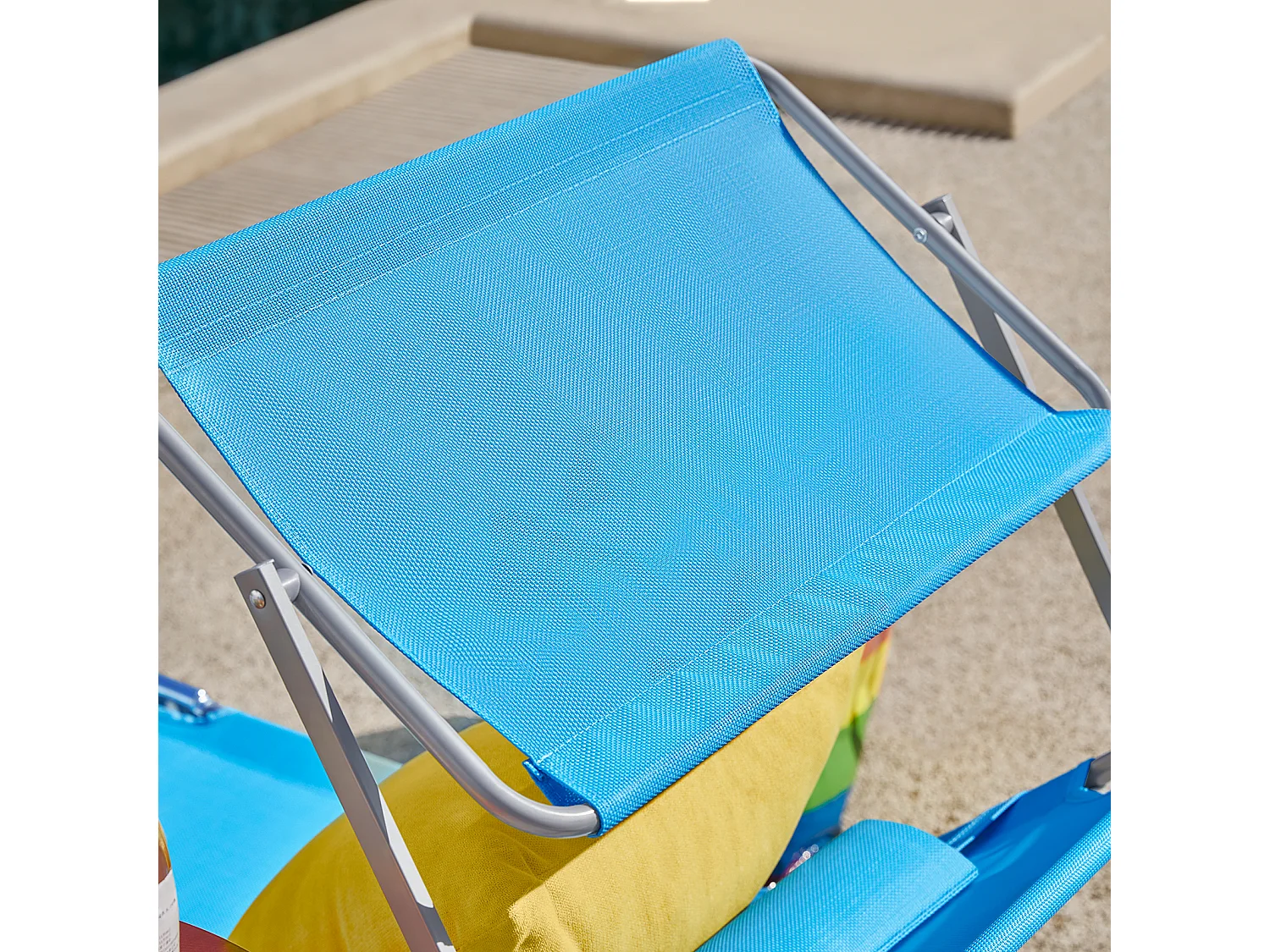 SoBuy Lettino Prendisole Pieghevole Cuscino e tettuccio Regolabile 4 Angoli di reclinazione con Organizer Blu OGS48-B