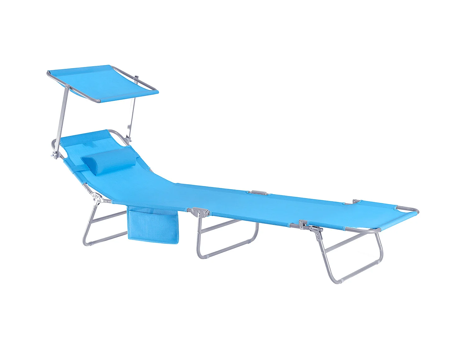 SoBuy OGS48-B Chaise Longue Bain de Soleil Transat de Relaxation Pliant Chaise de Camping Inclinable, Pliable et Réglable - Bleu