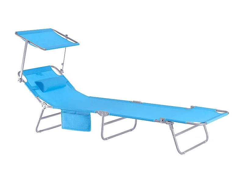 SoBuy OGS48-B ligstoel, opvouwbare ontspanningsligstoel, verstelbare, opvouwbare en verstelbare campingstoel - blauw