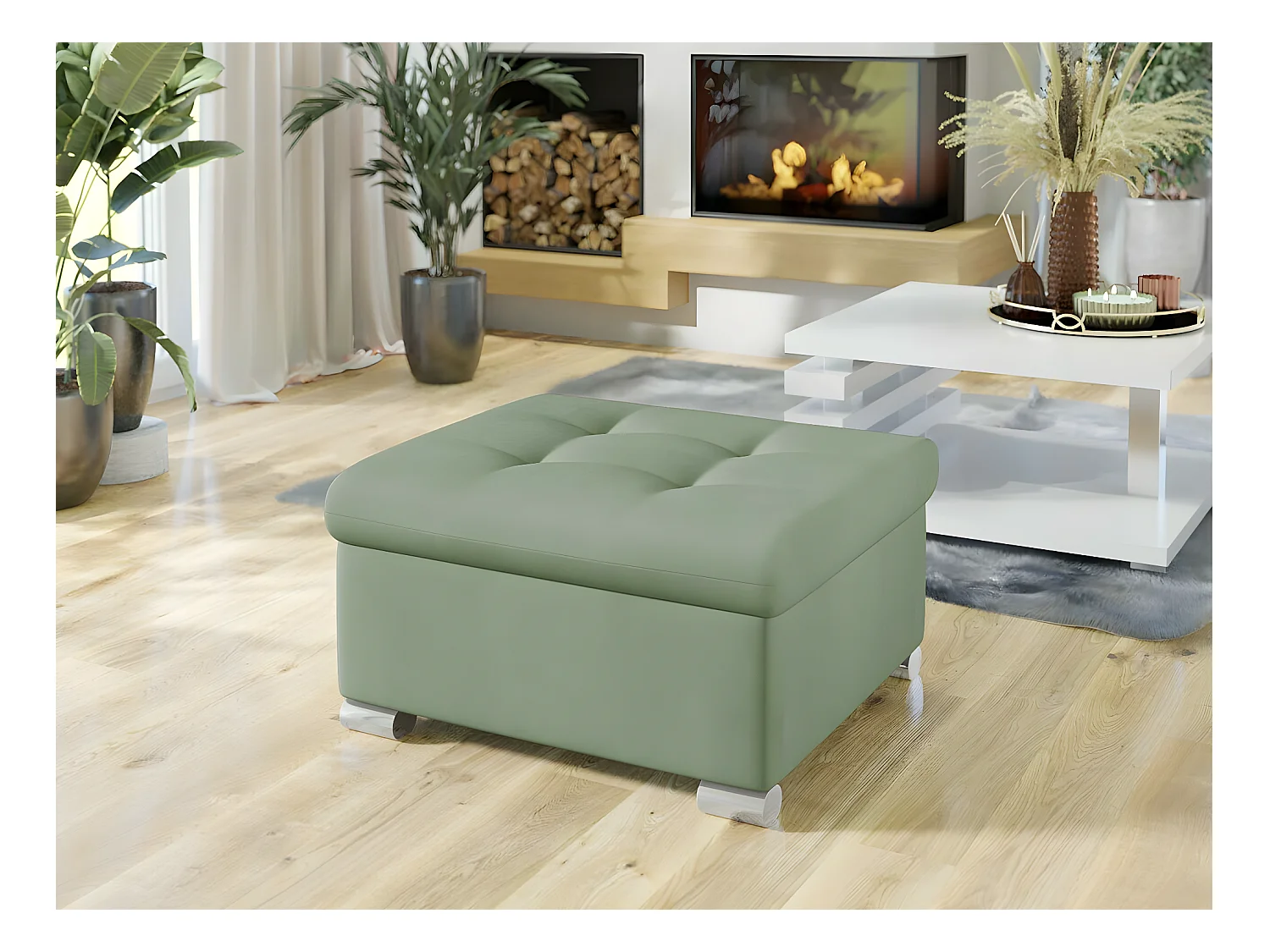 Pouf Comfivo 115, Verde, 41x68x70cm, Arazzo, Gambe: Plastica, Senza
