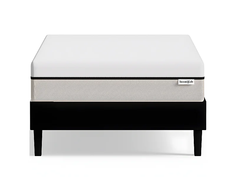 Ensemble sommier à lattes 90x190 cm en tissu noir + Matelas Hybride à ressorts ensachés et mémoire de forme - Spring Elite