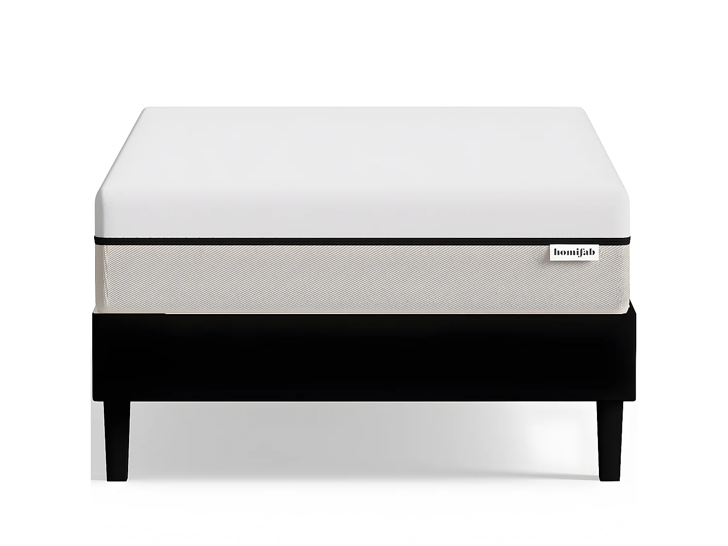 Ensemble sommier à lattes 90x190 cm en tissu noir + Matelas Hybride à ressorts ensachés et mémoire de forme - Spring Elite