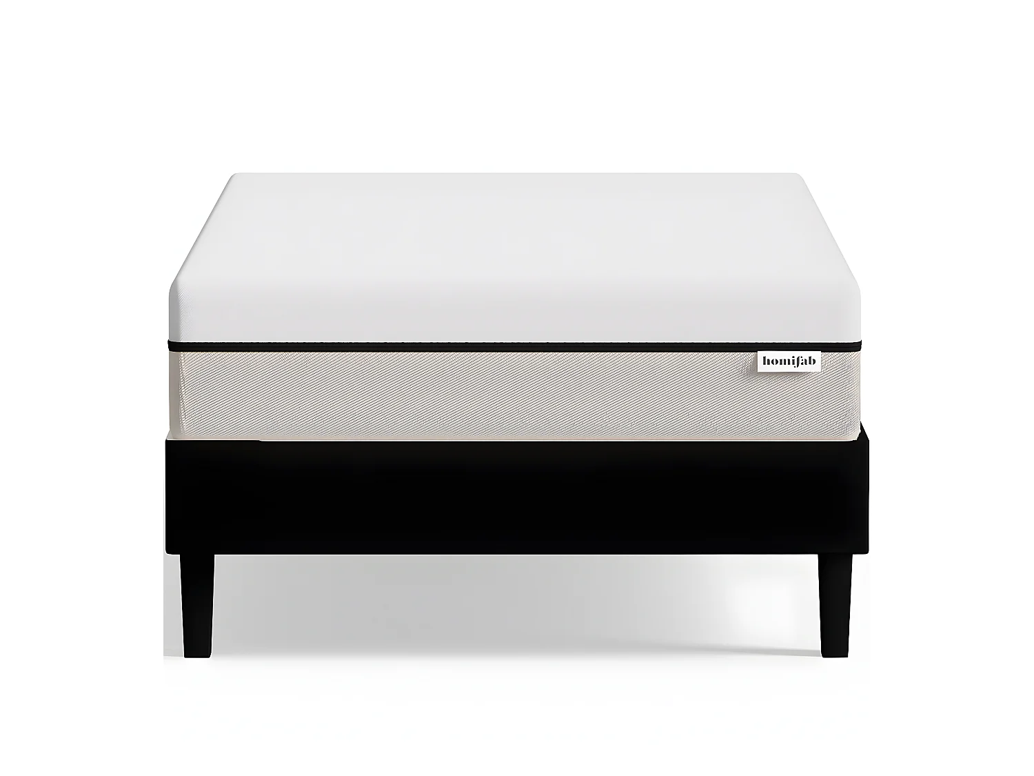 Ensemble sommier à lattes 90x190 cm en tissu noir + Matelas Hybride à ressorts ensachés et mémoire de forme - Spring Elite