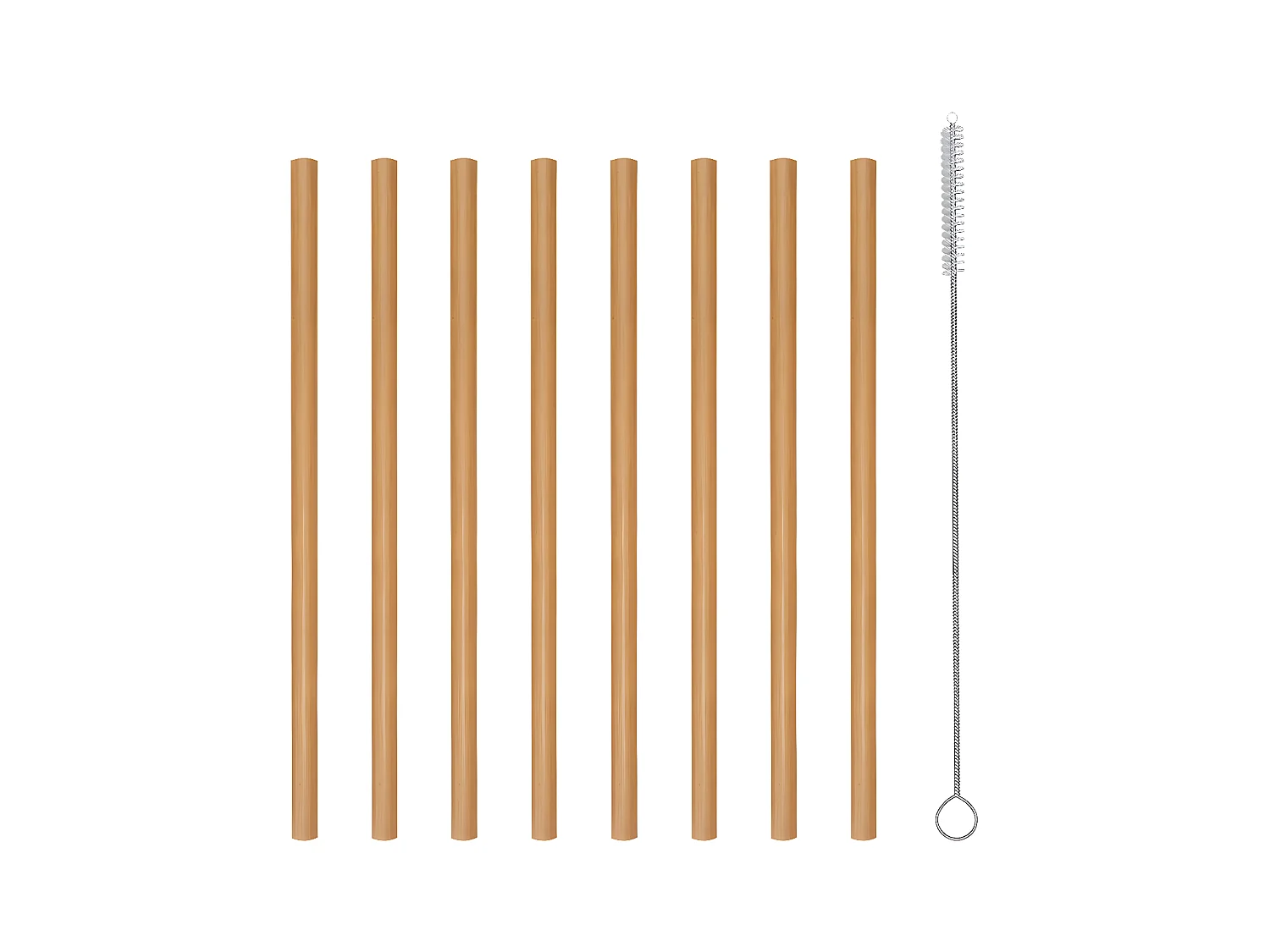 Set de 8 pailles en bambou avec goupillon
