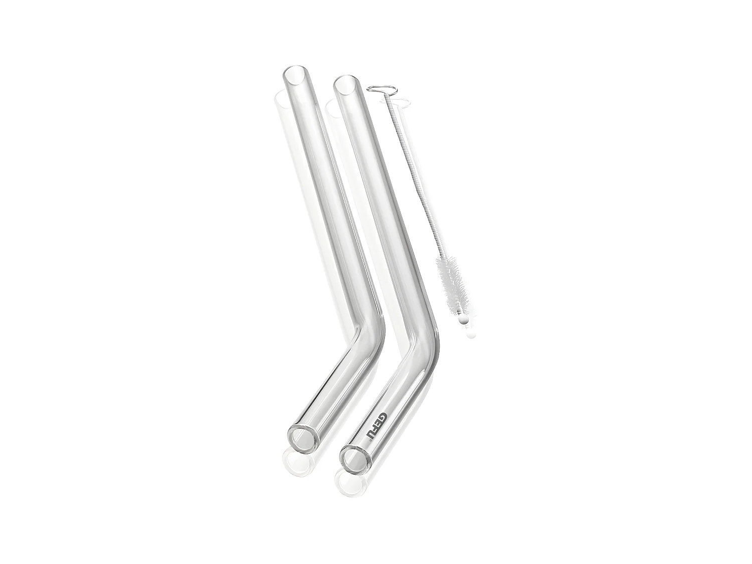 Lot de 4 Pailles en verre Future, 23 cm transparent, goupillon inclus